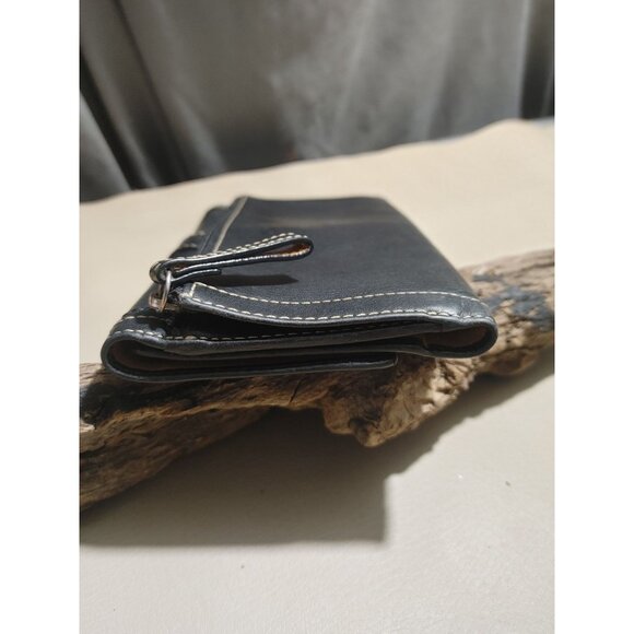 Coach Black Genuine Leather Wallet Card Slots ID Window - Picture 9 of 11